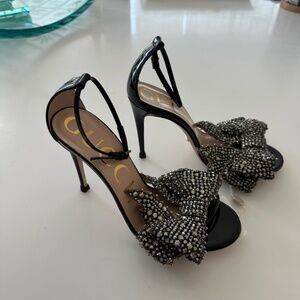 GUCCI leather heels with crystal bow IT 37.5